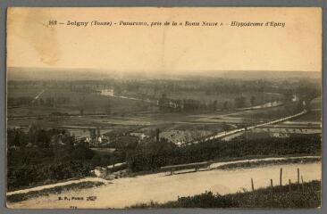 1 vue  - Joigny (Yonne). Panorama près de la \'Route Neuve\'. Hippodrome d\'Épizy / B.F. Paris (ouvre la visionneuse)