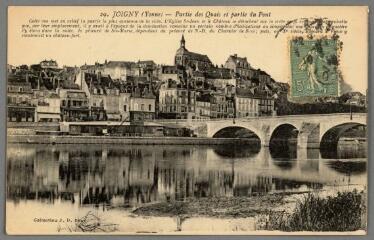 1 vue  - Joigny (Yonne). Partie des quais et partie du pont / collection J.D. Sens (ouvre la visionneuse)