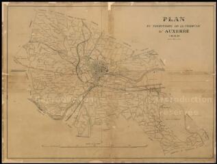 1 vue  - « Plan du territoire de la commune d\'Auxerre », 1889, impression noir et blanc, échelle 1:20 000e : fond de plan vierge (ouvre la visionneuse)