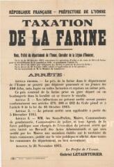 1 vue  - « Taxation de la farine » : arrêté du préfet de l’Yonne. (ouvre la visionneuse)