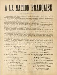 1 vue  - « À la nation française » : proclamation du gouvernement. (ouvre la visionneuse)
