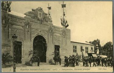 1 vue  - Exposition Nationale d\'Auxerre (1908) – Inauguration, Bâtiment principal (ouvre la visionneuse)
