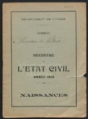 3 vues  - Registres du hameau de Laborde pour 1913 : registre des naissances. (ouvre la visionneuse)