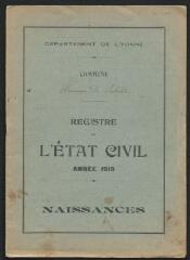 3 vues  - Registres du hameau de Laborde pour 1915 : registre des naissances. (ouvre la visionneuse)