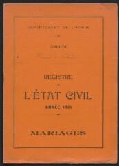 2 vues  - Registres du hameau de Laborde pour 1915 : registre des mariages. (ouvre la visionneuse)