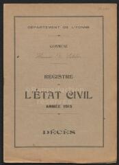 4 vues  - Registres du hameau de Laborde pour 1915 : registre des décès. (ouvre la visionneuse)