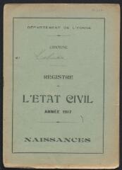 3 vues  - Registres du hameau de Laborde pour 1917 : registre des naissances. (ouvre la visionneuse)