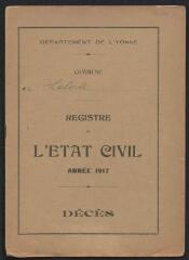 4 vues  - Registres du hameau de Laborde pour 1917 : registre des décès. (ouvre la visionneuse)