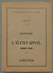 4 vues  - Registres du hameau de Laborde pour 1920 : registre des décès. (ouvre la visionneuse)
