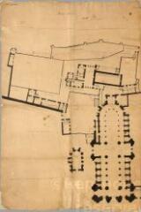 2 vues  - « Plan de la cathédrale et de l\'évêché d\'Auxerre ». (ouvre la visionneuse)