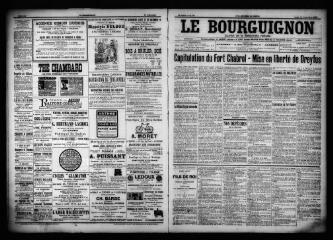 3 vues  - Le Bourguignon : journal de la démocratie radicale, n° 222, jeudi 21 septembre 1899 (ouvre la visionneuse)