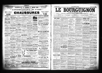 3 vues  - Le Bourguignon : journal de la démocratie radicale, n° 67, mardi 20 mars 1900 (ouvre la visionneuse)