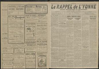 671 vues  - Le Rappel de l\'Yonne : organe démocratique du département, années 1921-1922. (ouvre la visionneuse)