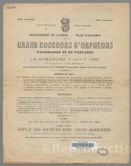 4 vues  - Grand concours d\'orphéons, harmonies et fanfares donné le dimanche 2 août 1885. (ouvre la visionneuse)