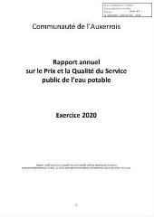 1510 Ko - 2021-156 Service public d\'eau potable – Rapport annuel sur le prix et la qualité – Exercice 2020 (ouvre la visionneuse)