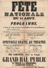 1 vue  - « Fête nationale du 15 août » [1853] : programme. (ouvre la visionneuse)