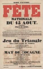 1 vue  - « Fête nationale du 15 août » [1857] : programme. (ouvre la visionneuse)