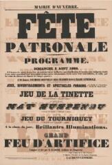 1 vue  - « Fête patronale du 15 août » [1860] : programme. (ouvre la visionneuse)