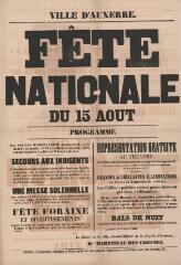 1 vue  - « Fête nationale du 15 août » [1860] : programme. (ouvre la visionneuse)