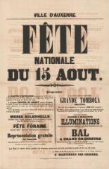 1 vue  - « Fête nationale du 15 août » [1864] : programme. (ouvre la visionneuse)