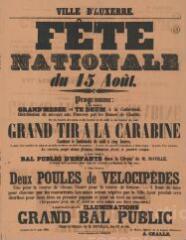 1 vue  - « Fête nationale du 15 août » [1869] : programme. (ouvre la visionneuse)