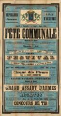 1 vue  - « Samedi 2, dimanche 3 et lundi 4 août 1890, fête communale » : programme. Exemplaire bleu. (ouvre la visionneuse)