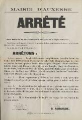 1 vue  - Retraite illuminée du 2 août 1908 : arrêté du maire d’Auxerre. (ouvre la visionneuse)
