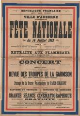 1 vue  - « Fête nationale du 14 juillet 1912 » : programme. (ouvre la visionneuse)