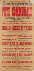 1 vue  - « Fête communale les samedi 3, dimanche 4, lundi 5 et mardi 6 août 1912 » : programme. (ouvre la visionneuse)