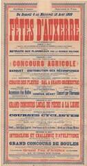 1 vue  - « Du samedi 4 au mercredi 15 août 1923, fêtes d\'Auxerre » : programme. (ouvre la visionneuse)