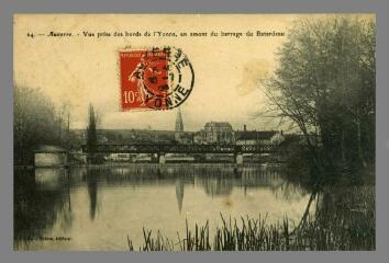 1 vue  - 14. Auxerre. Vue prise des bords de l\'Yonne, en amont du barrage du Bâtardeau (ouvre la visionneuse)