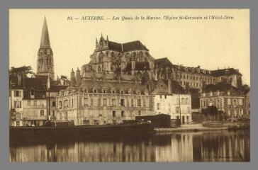 1 vue  - 10. Auxerre. Les quais de la Marine, l\'Église Saint-Germain et l\'Hôtel-Dieu (ouvre la visionneuse)