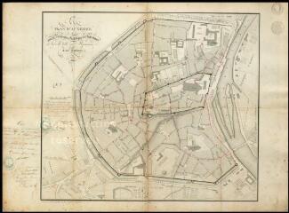 1 vue « Plan d'Auxerre pour les recherches historiques et statistiques sur cette ville, ses monuments et ses environs, 1829 » gravé par Blondeau, graveur du roi au dépôt de la guerre.