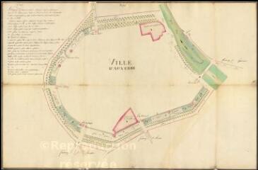 1 vue [Plan des remparts, tours et fossés de la ville d'Auxerre pour l'aliénation des remparts]