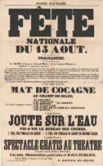1 vue - « Fête nationale du 15 août 1852 » : programme. (ouvre la visionneuse)