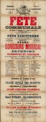 1 vue - « Fête communale les samedi 1er, dimanche 2 et lundi 3 août 1885 » : programme. (ouvre la visionneuse)