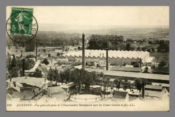 1 vue - 109. Auxerre. Vue générale prise de l\'Observatoire Manifacier vers les usines Guillet et fils. L. L. (ouvre la visionneuse)