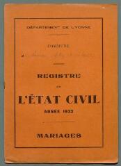 4 vues - Registre des mariages du hameau de Laborde pour 1933 (ouvre la visionneuse)