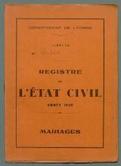 4 vues - Registre des mariages du hameau de Laborde pour 1939 (ouvre la visionneuse)