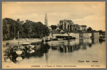 1 vue - 156. Auxerre. L\'Yonne et l\'église Saint-Germain (ouvre la visionneuse)
