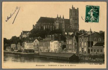 1 vue - Auxerre. Cathédrale et quai de la Marine. (ouvre la visionneuse)