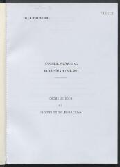 2 vues - Ordre du jour et projet de délibérations de la séance du 2 avril 2001 (ouvre la visionneuse)