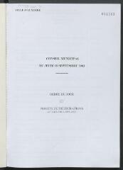 3 vues - Ordre du jour et projets de délibérations de la séance du 18 septembre 2003 (ouvre la visionneuse)