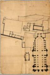 2 vues  - « Plan de la cathédrale et de l\'évêché d\'Auxerre ». (ouvre la visionneuse)