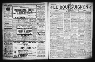 3 vues - Le Bourguignon : journal de la démocratie radicale-socialiste, n° 101, samedi 29 avril 1922 (ouvre la visionneuse)