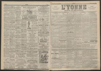 3 vues - L\'Yonne : journal du département, n° 140, lundi 20 juin 1898 (ouvre la visionneuse)