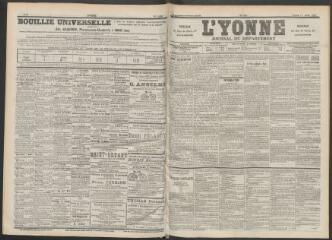 3 vues - L\'Yonne : journal du département, n° 161, samedi 15 juillet 1899 (ouvre la visionneuse)