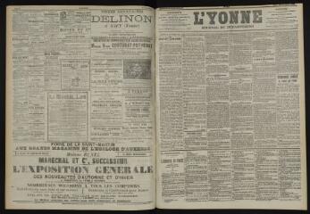 3 vues - L\'Yonne, journal du département, n° 256, lundi 10 novembre 1902 (ouvre la visionneuse)