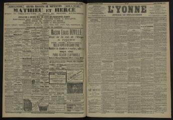 3 vues - L\'Yonne, journal du département, n° 277, lundi 30 novembre 1903 (ouvre la visionneuse)