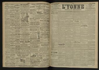 3 vues - L\'Yonne, journal du département, n° 134, jeudi 9 juin 1904 (ouvre la visionneuse)